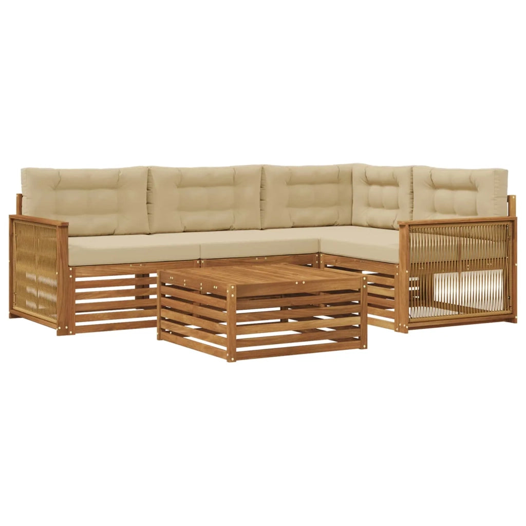 Set di divani da esterno 5 pz Naturale e Beige 3383331