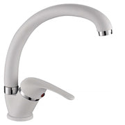 Trade Shop - Miscelatore Lavello Canna Bassa Bianco Lavandino Cucina Doppio Foro Monocomando -
