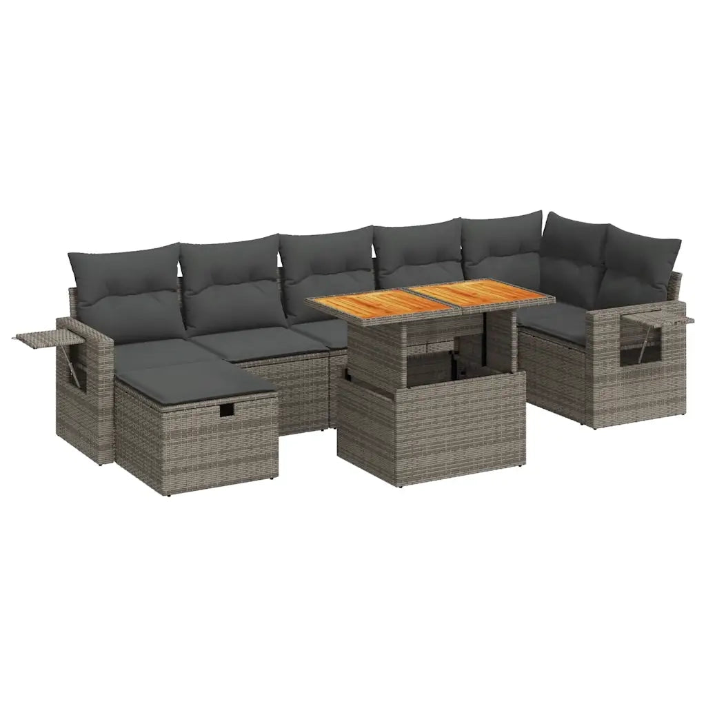 vidaXL Set Divano Giardino 5 pz con Cuscini Grigio Polyrattan Acacia
