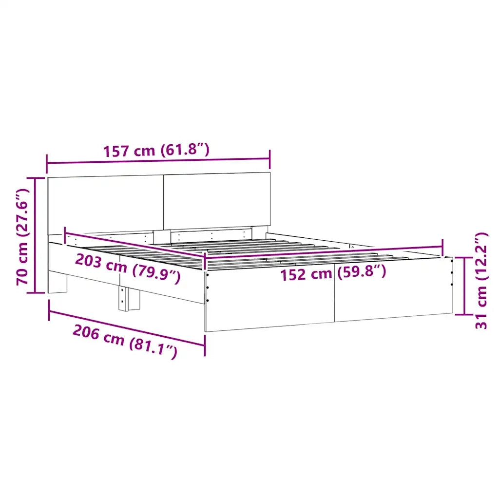 Struttura del letto Bianco 152 x 203 cm Legno multistrato 3402864