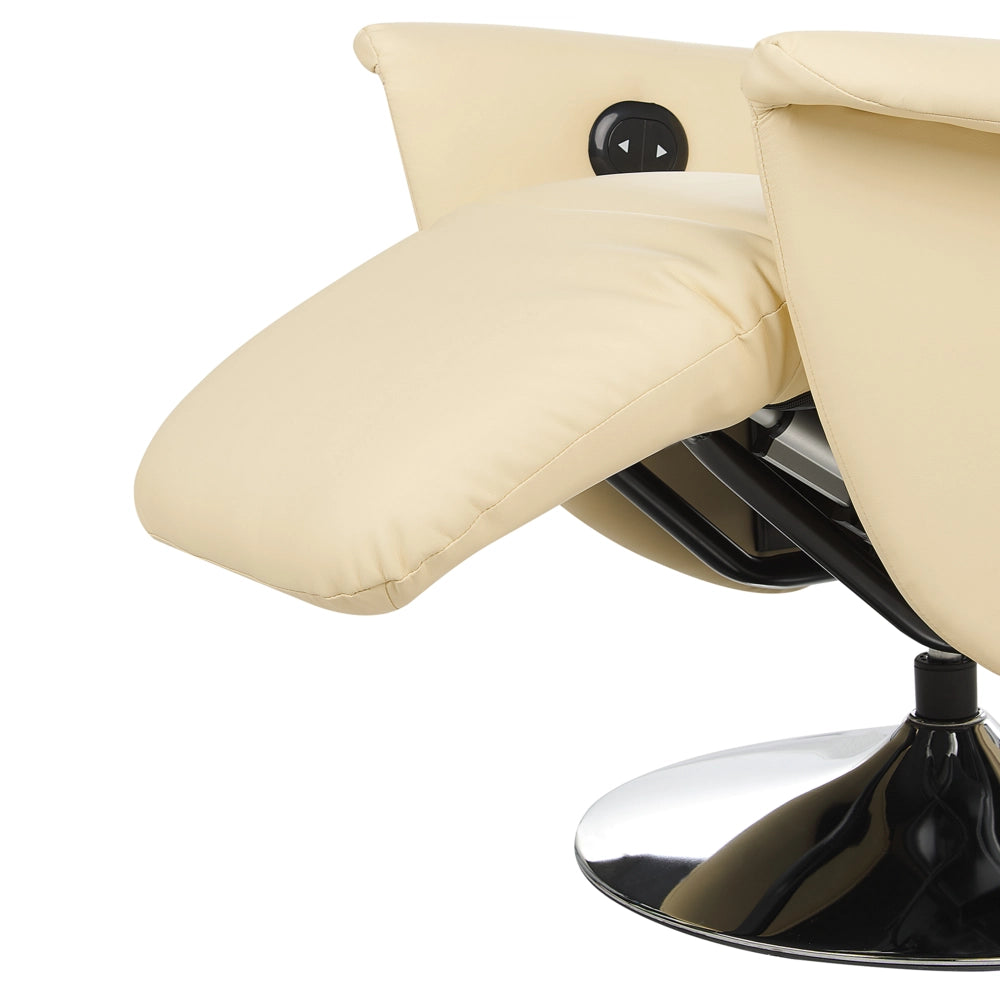 Poltrona reclinabile Beige chiaro in ecopelle Schienale regolabile Base in metallo Poggiapiedi estraibile Schienale alto Design moderno e minimalista