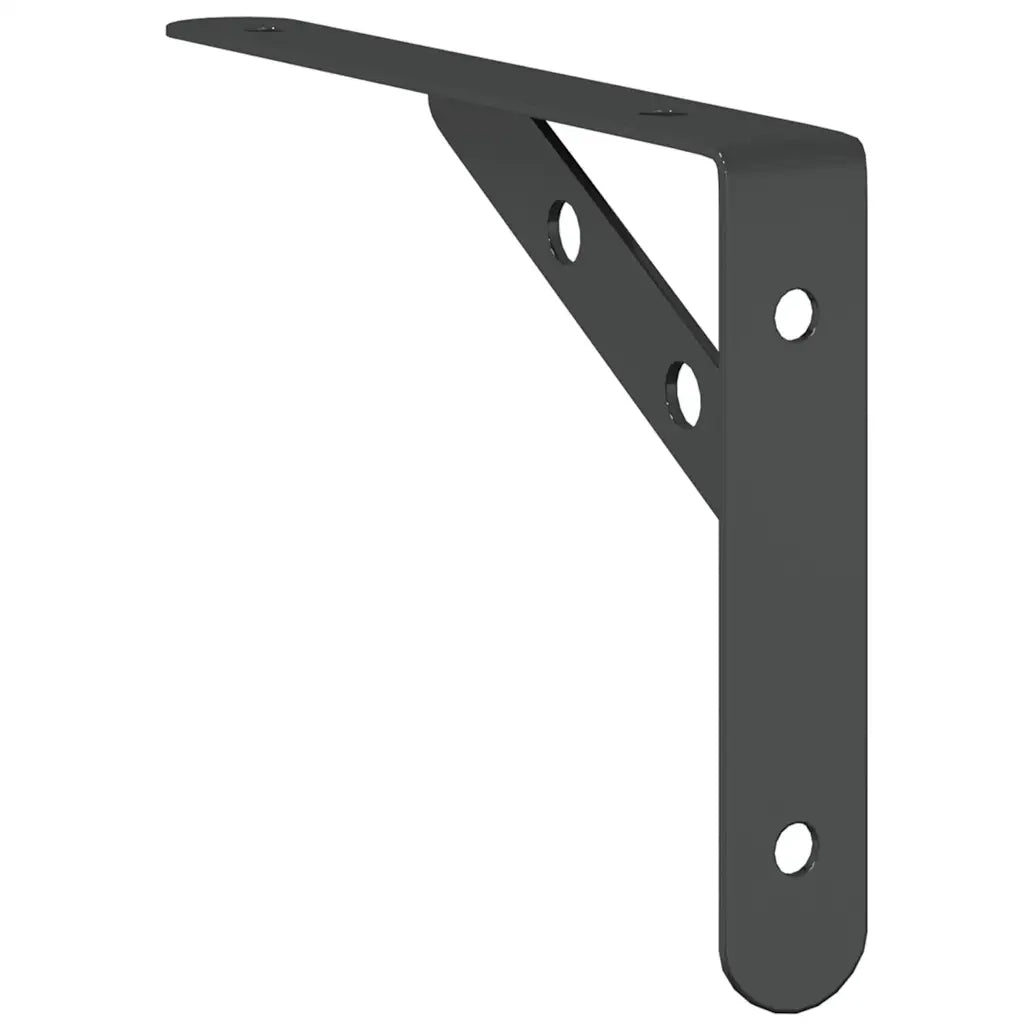 4 pz Staffe per Mensola | Ripiano | Scaffale 20x2,5x14 cm in Acciaio Inox Nero