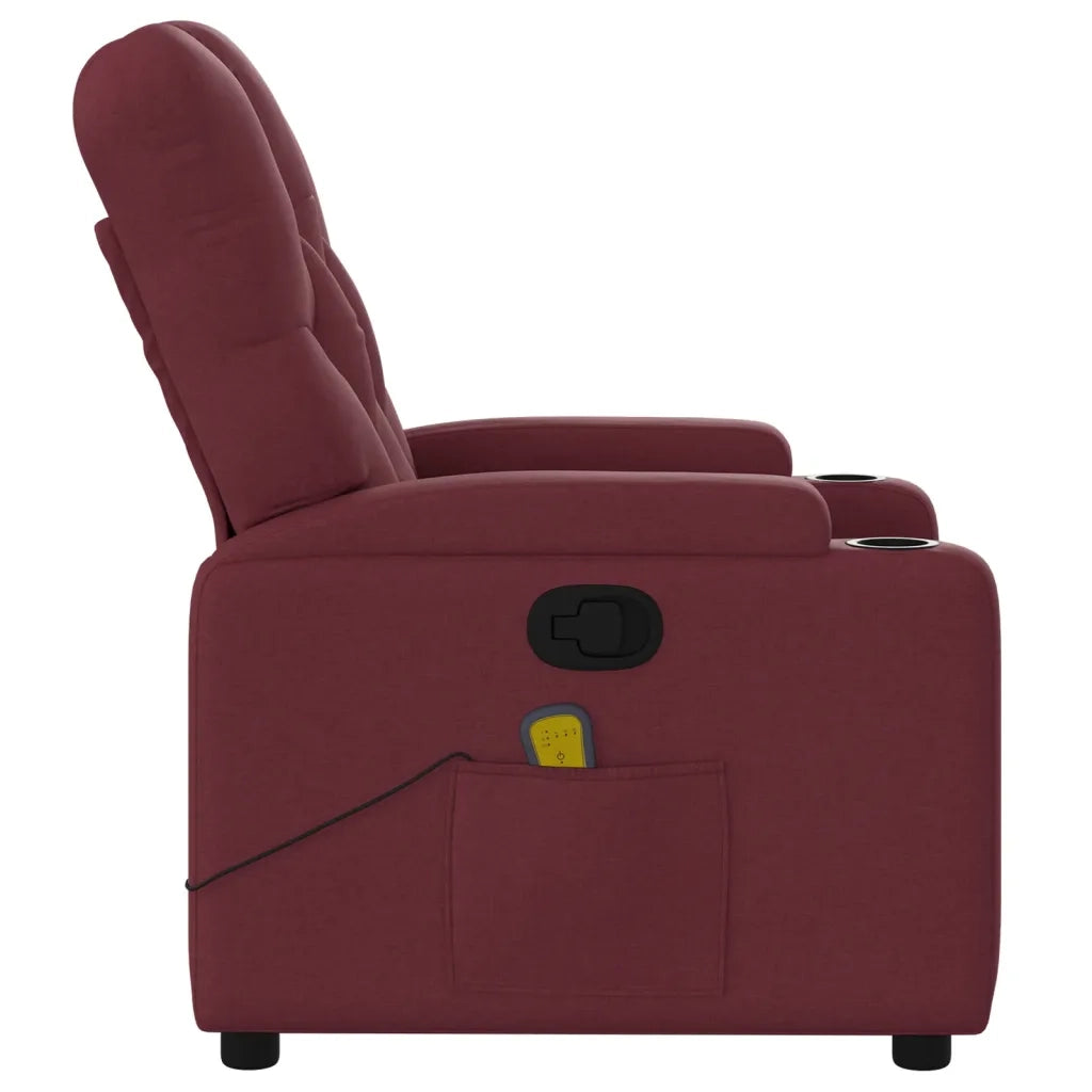 Divano Sedia-Poltrona Massaggiante Reclinabile Rosso Vino in Tessuto 669354
