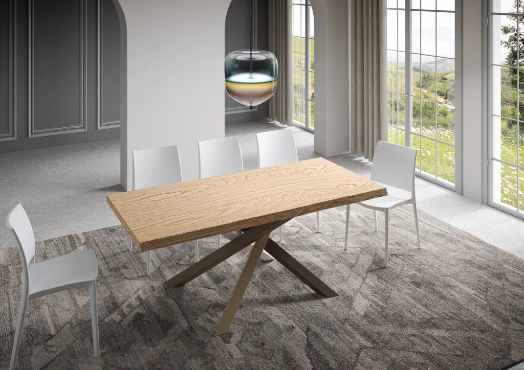 Tavolo fisso 90x180 cm Versalux scortecciato rovere gambe 4/C