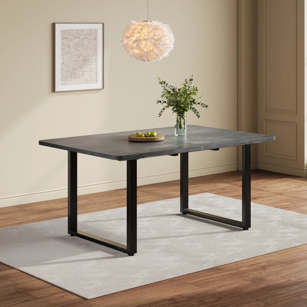 Tavolo da pranzo allungabile a 3 livelli con struttura stabile e piano in MDF, per sala da pranzo e cucina, grigio