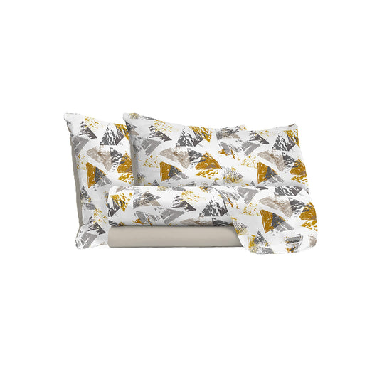 Set Lenzuola Singolo Sopra Sotto e Federe in Microfibra Urban Giallo