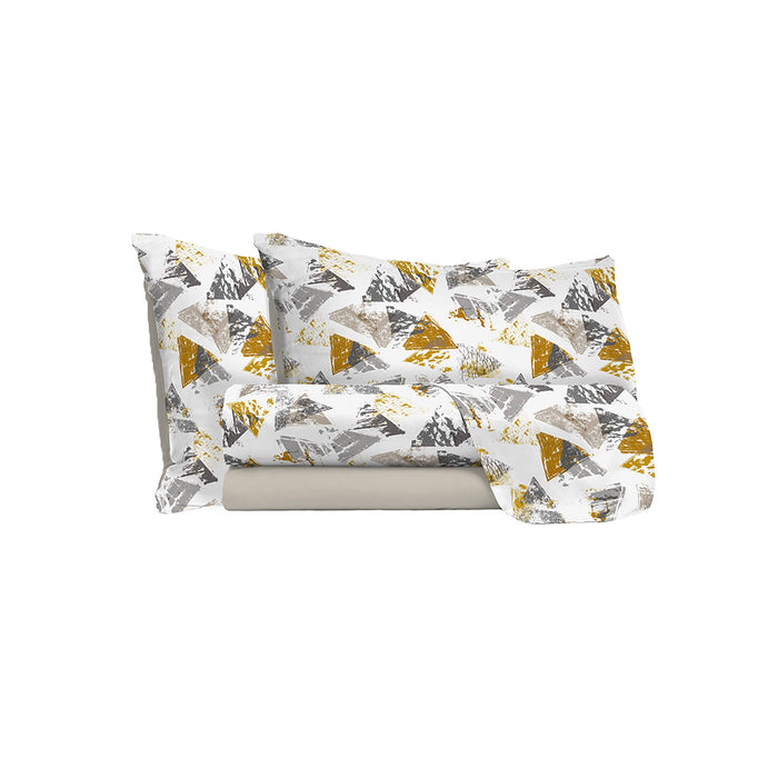 Set Lenzuola Singolo Sopra Sotto e Federe in Microfibra Urban Giallo