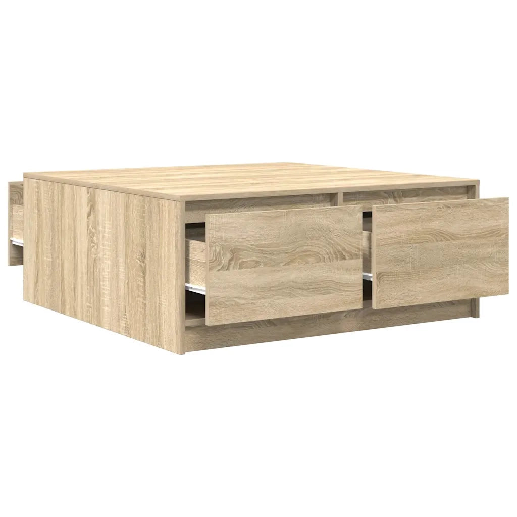 Tavolino da salotto | Tavolino da caff¨¨ | Tavolino da Soggiorno con Cassetti Rovere Sonoma 100x100x40 cm