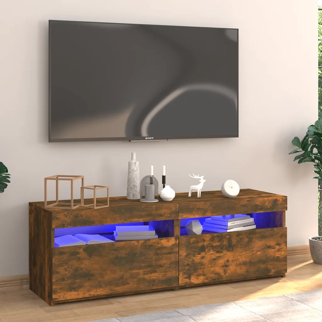 Mobile TV | Armadietto TV | Mobile Porta TV con Luci LED Rovere Fumo 120x35x40 cm