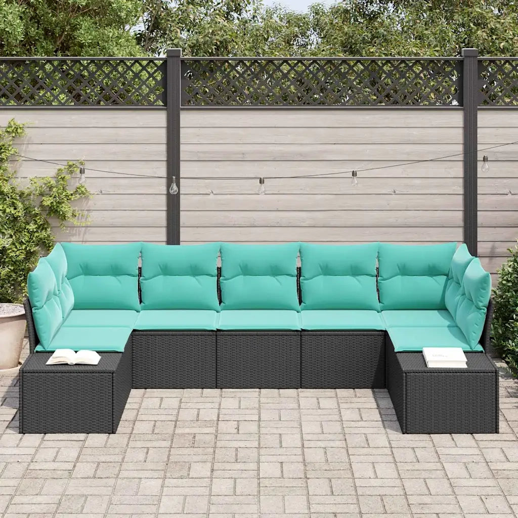 Set Divano da Giardino 7 pz Nero polyrattan 3347216