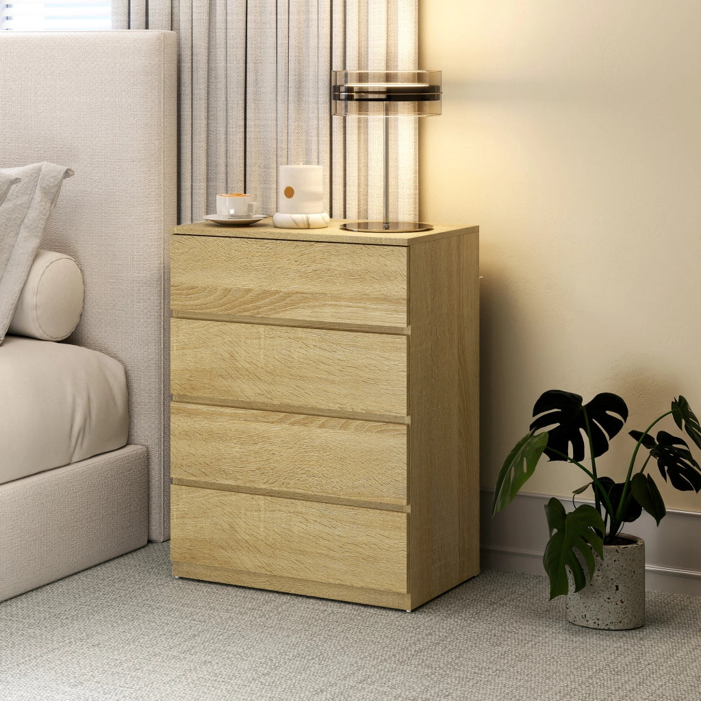 Cassettiera 4 Cassetti in Legno con Maniglie ¨C zephmum ¨C 60x40x80 Faggio