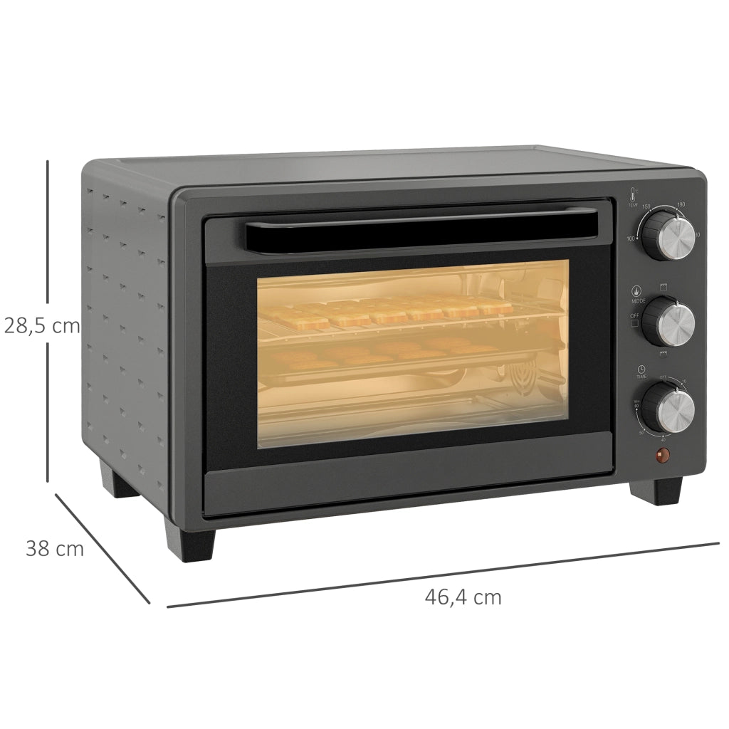 Mini Forno Elettrico 21 L 1400 W con 3 Modalità; Temperatura 100-230°C; Timer 60 Min e Teglia