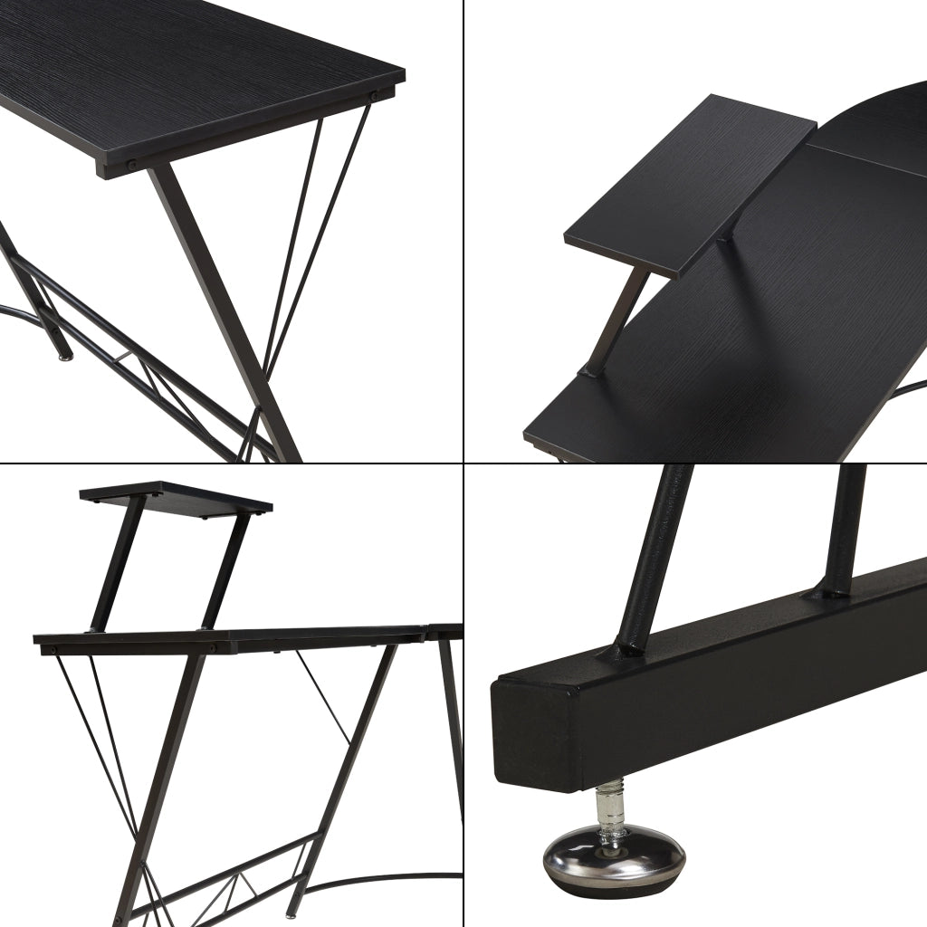 Scrivania Angolare Yremso Tavolo a L con Supporto Monitor 122 x 122 x 98 cm - Nero [en.casa]