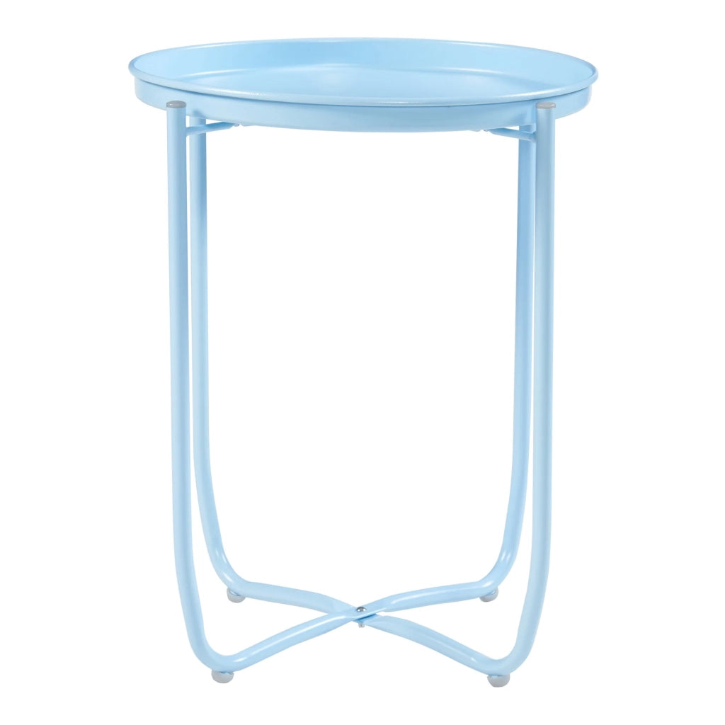 Tavolino da caffè con consolle laterale e piano in acciaio rimovibile 53 x 40 cm azzurro cielo 03_0010760