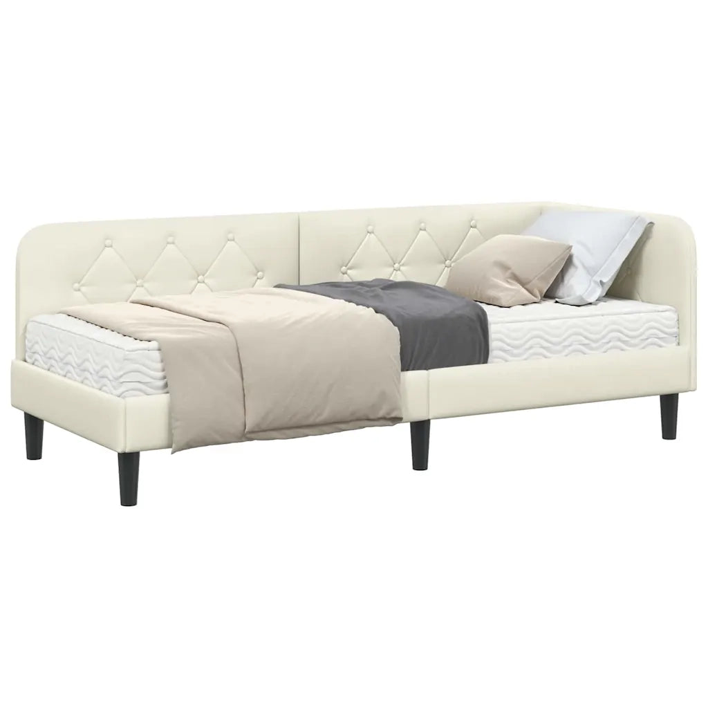 Cornice del letto ad angolo Crema 80 x 200 cm Velluto
