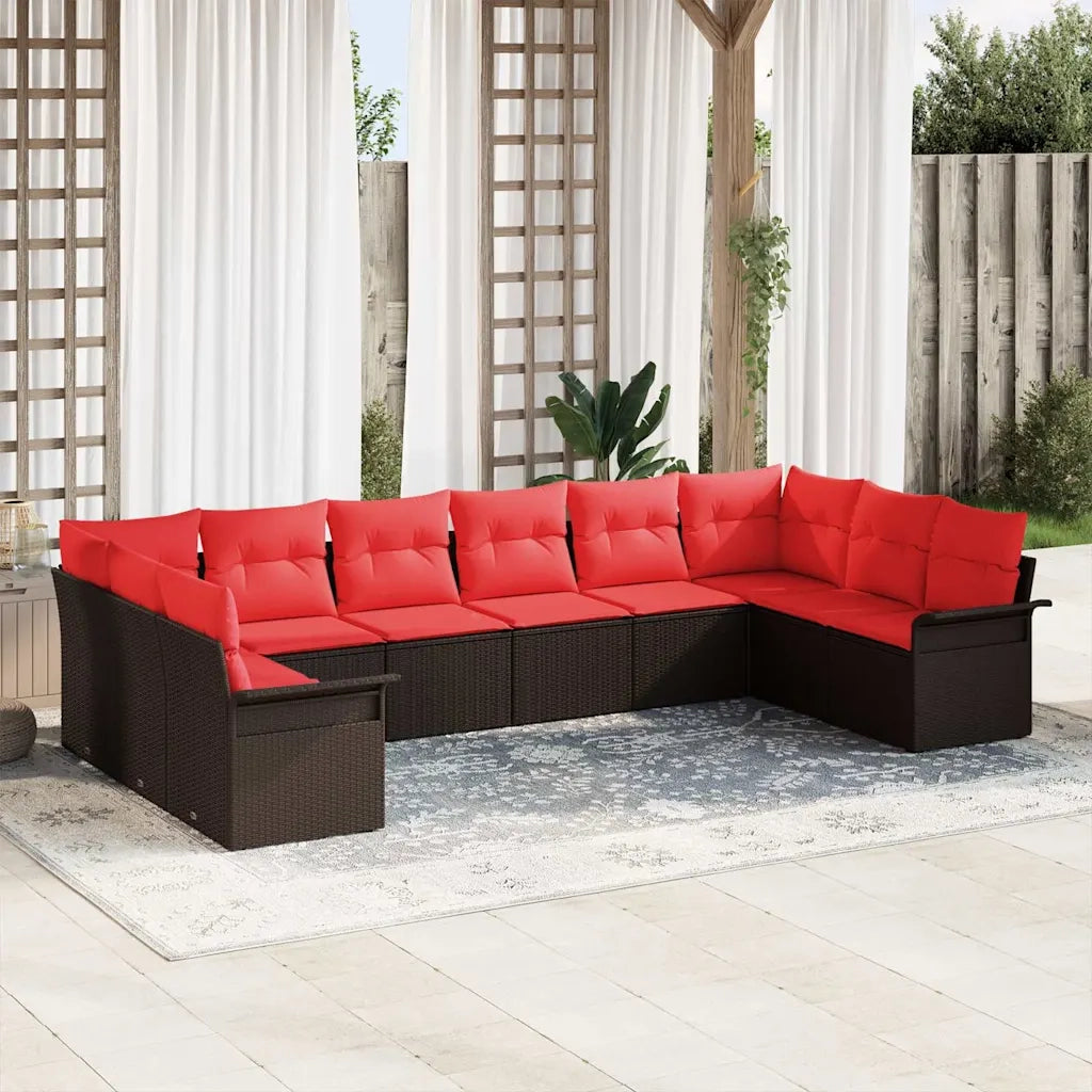 Set Divano da Giardino 10 pcs Beige polyrattan