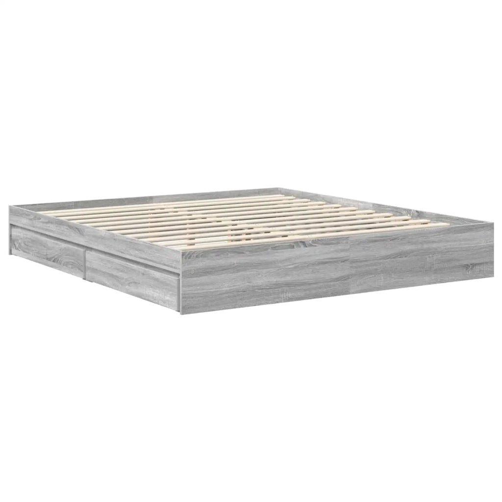 Letto con Contenitore con testiera Grigio Sonoma 180 x 200 cm