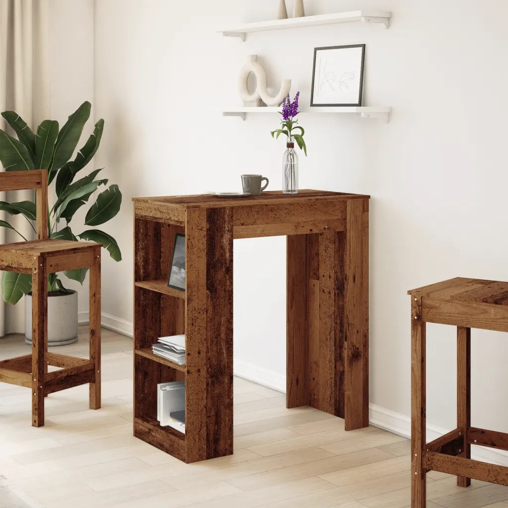 vidaXL Tavolo Bar con Rastrelliera Antico 95x47x103,5 cm Multistrato