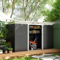 Casetta da Giardino Porta Utensili in Lamiera di Acciaio con Porte Scorrevoli, 280x130x172cm, Grigio-Nero