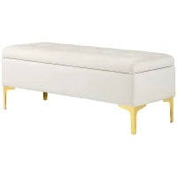 Panca con Spazio di Archiviazione, Resistenza fino a 120kg, 120x44x44.5cm, Beige