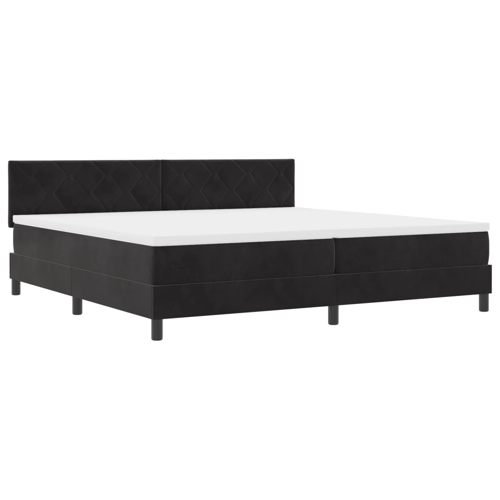Letto Box Spring con Materasso Nero 200x200 cm Velluto