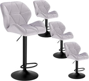 4X Sgabelli da Bar con Schienale Sedia Imbottita Regolabile in Altezza Lift Gas Tessuto Velluto Grigio Chiaro BH139hgr-4