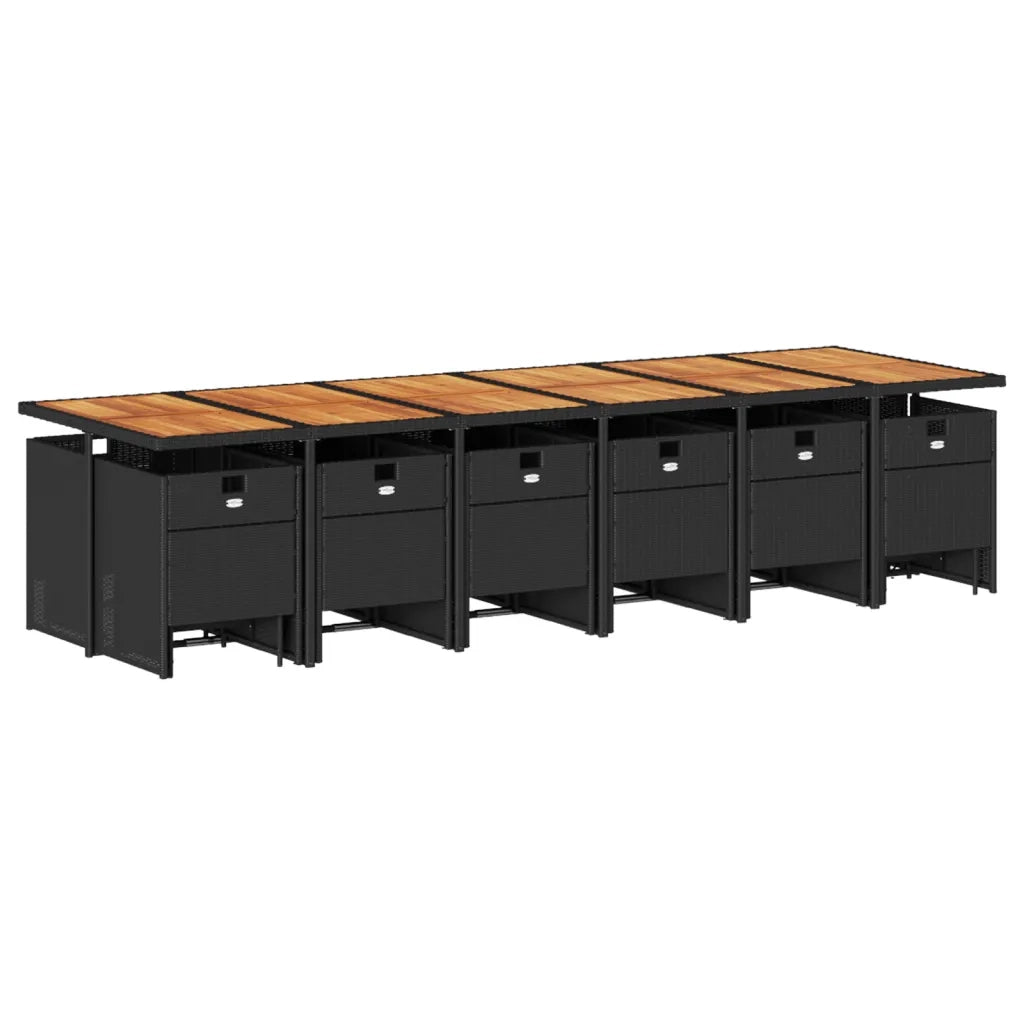 Set da Pranzo da Giardino 17 pz con Cuscini Nero in Polyrattan 3277778