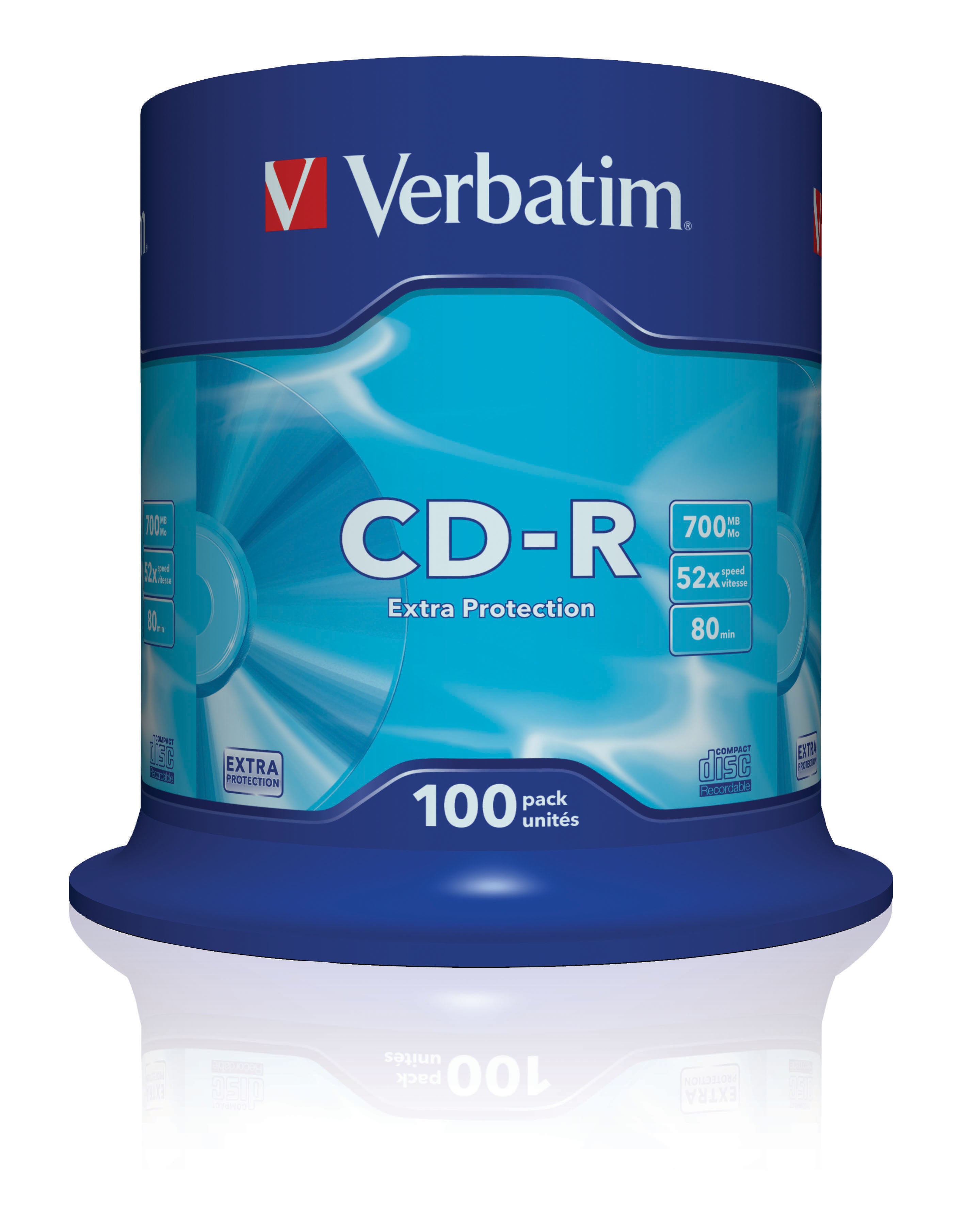 Verbatim cd-r extra protection 700 mb 52x 100 pz - 43411