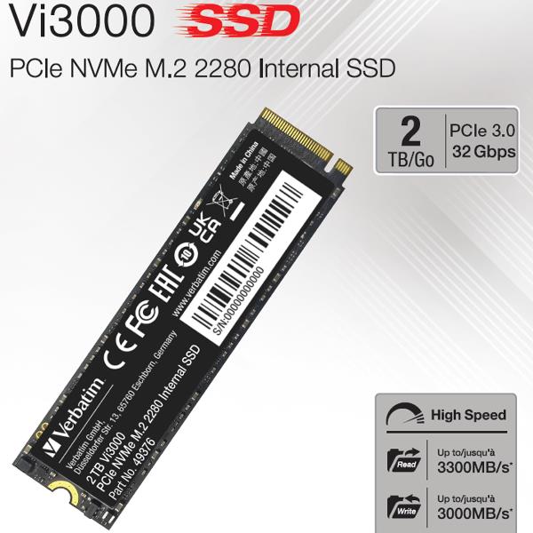 Verbatim vi3000 2 tb m.2 pci express 3.0 nvme - 49376V