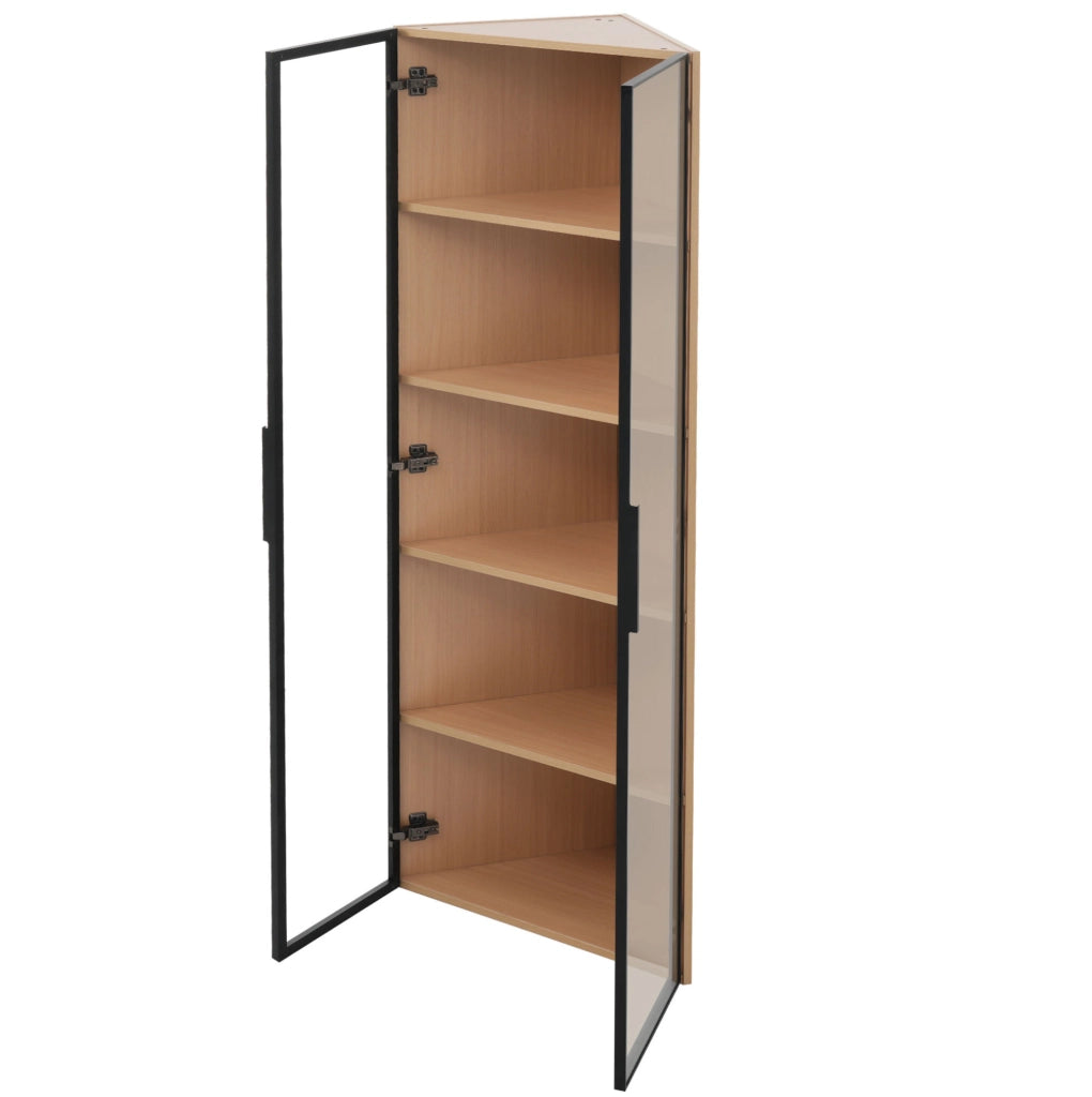 Vetrina angolare LED effetto rovere 62 x 35 x 160 cm