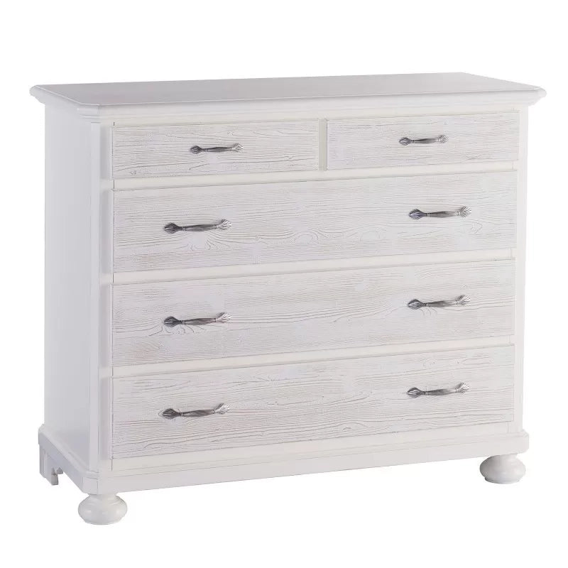 Como 5 cassetti in legno bianco spazzolato l.118 p.52 h.99 (2214) - Mobili 2G