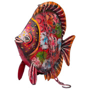 Portacandele pesce rosso in metallo invecchiato 30x9x30