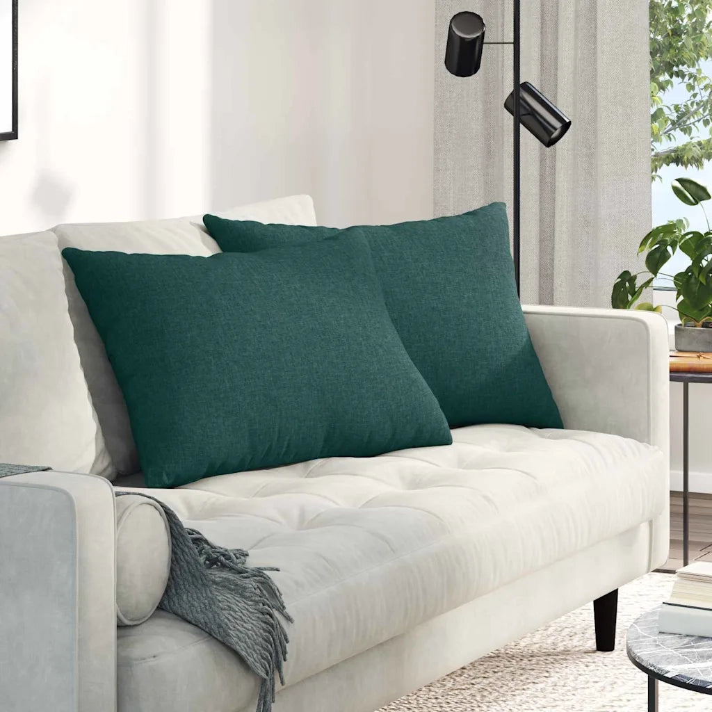Cuscini da Divano 2 pz-Set di 2 Cuscini per Sofa Verde Scuro 70 x 50 cm Tessuto