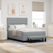Letto con Rete a Molle e Panchina Grigio Chiaro 140x190 cm Tessuto