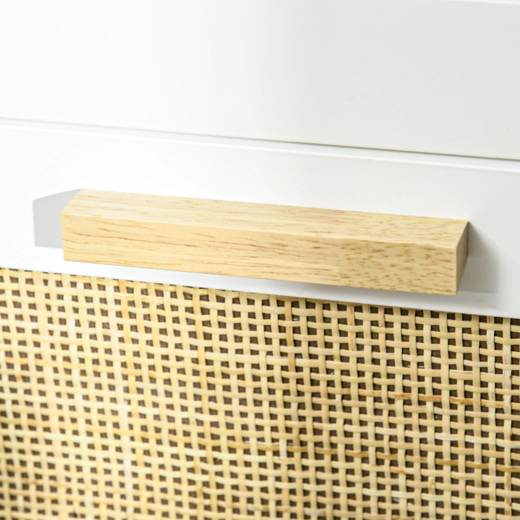 Cassettiera 5 Cassetti Legno Massello Griglia Metallo ¨C Zephmum ¨C Bianco 77x37x104 cm