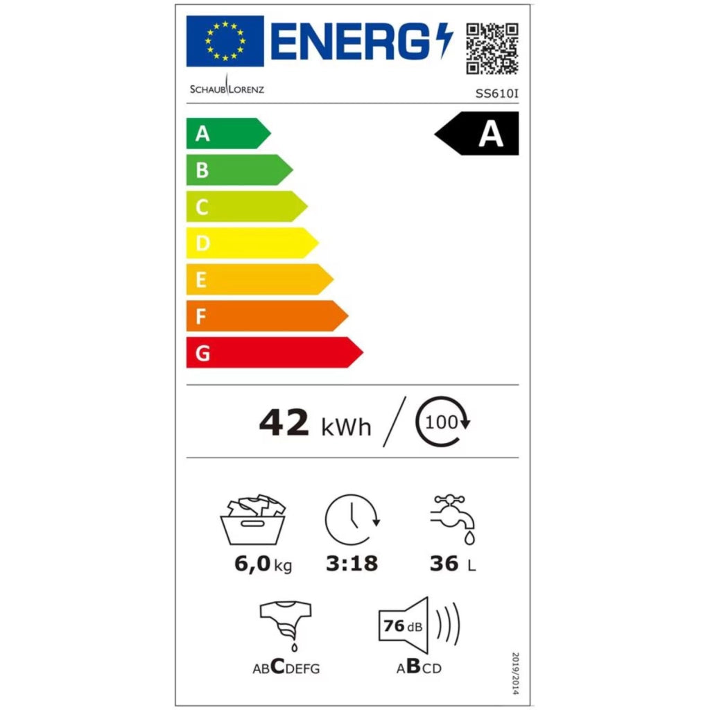 Schaub Lorenz SS610I Lavatrice Libera Installazione Carico 6 kg Classe Energetica A Dimensioni: HxLxP: 85x59,5x44 cm