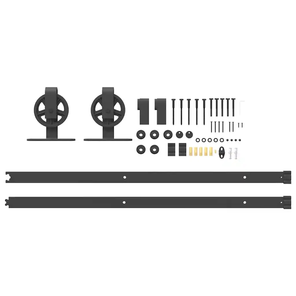 Kit di Binari per Porte Scorrevoli 200 cm Acciaio Nero CFW6747358