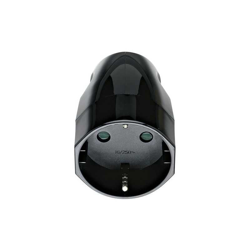 00250 Presa 2P+T 16A Tedesco Assiale Nero