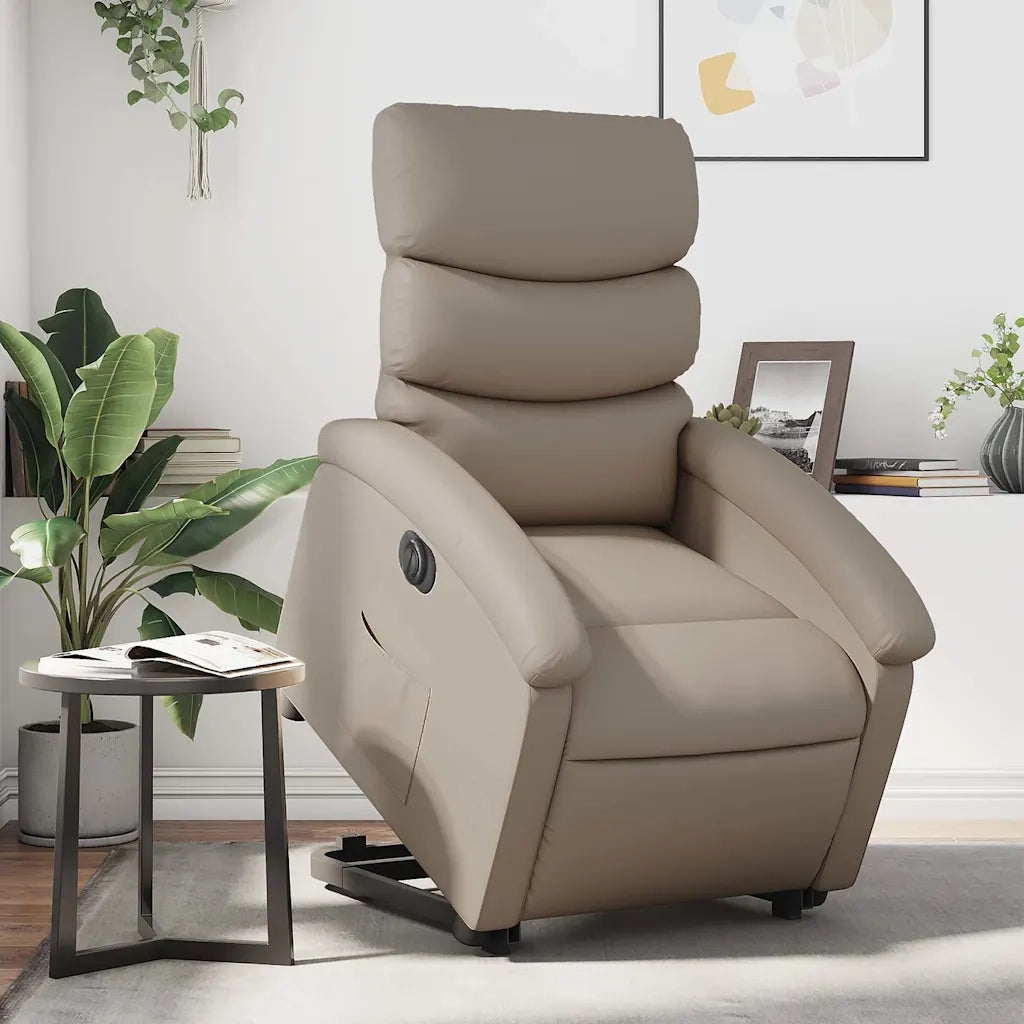 Poltrona Alzapersona Reclinante Elettrica Cappuccino Similpelle