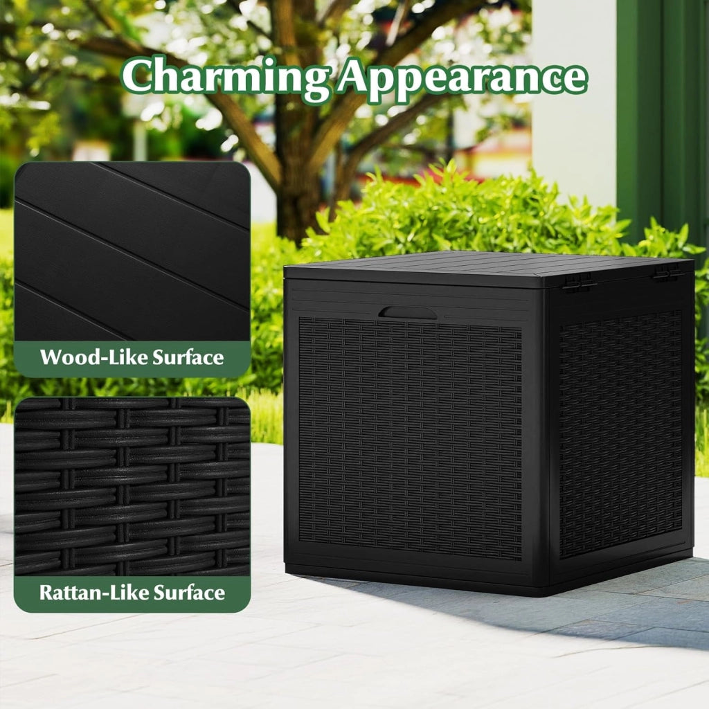 Baule da Giardino 145 L, Baule da Esterno con Coperchio con Coperchio Bloccabile, Contenitore per Cuscini in Plastica, Multibox Impermeabile Esterni, 56X56X61 cm