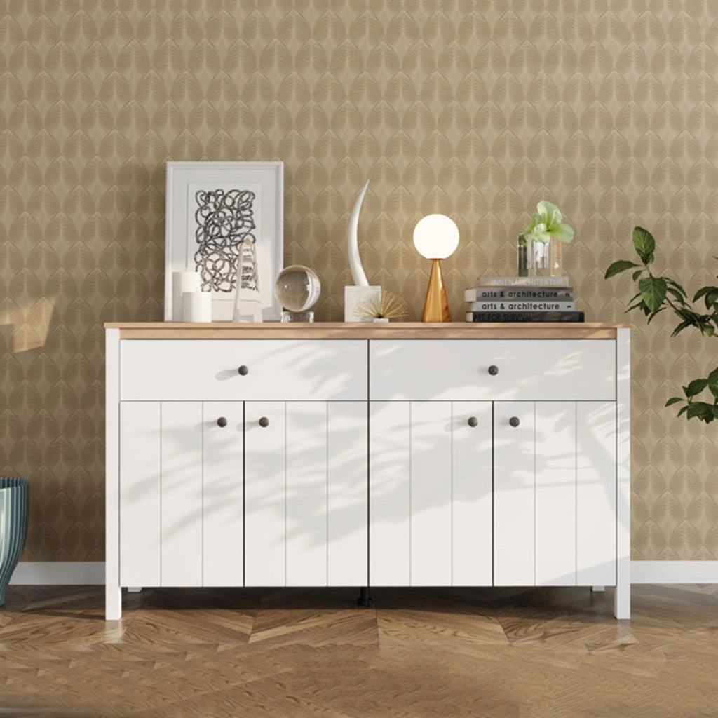 Madia Belve, Credenza 3 Ripiani, 163x40x92h cm Bianco Opaco