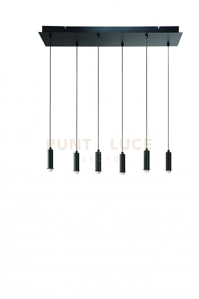 BASE PER SOSPENSIONE GOLF A LED 6 LUCI 3000K 3847LM 72W NERO MATTO RETTANGOLARE