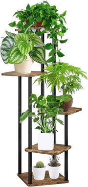 Stand per fiori in legno per interni esterni decorativo (5 strati, 5 pezzi, nero)