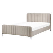 Letto in velluto grigio UE Matrimoniale 140 x 200 cm Testiera Imbottita con Gambe in metallo Design moderno