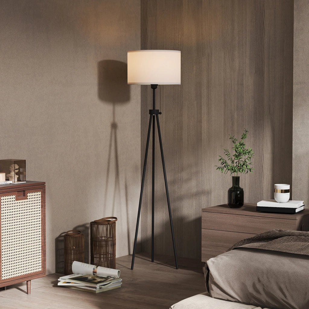 Lampada da Terra a Treppiede ¨C zephmum ¨C Metallo e Tela ?37x152 cm