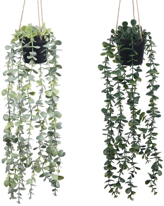 Coltivazione 2-pack di piante da parete con vasi, piante artificiali, foglie di eucalipto artificiali in vasi, piante artificiali per casa, giardino e arredamento ufficio