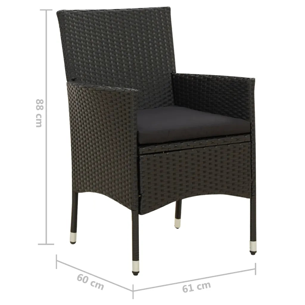 Sedie da Giardino con Cuscini 2 pz in Polyrattan Nere cod mxl 23201