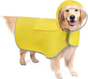 Impermeabile Poncho per Cani - Cappotto per Cani con Striscia Riflettente - Impermeabile e Leggero Poncho per Cani con Tasche e Cappello a Doppia Pelle