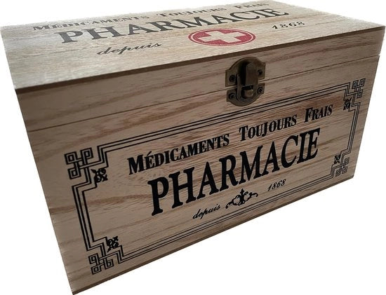 Cassetto di stoccaggio per medicinali con coperchio - Scatola in legno (23x13x13 cm)