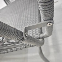 Set da Giardino in Rattan PE Stile Boho, Divano 2 Posti con Chaise Longue e Tavolino, Grigio Chiaro